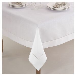 Saro Lifestyle - 84" Hemstitch Border Design Tablecloth White - Sar White